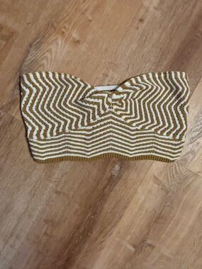 Classic summer Festival chic Neutral old money knitted tube top size large NWT